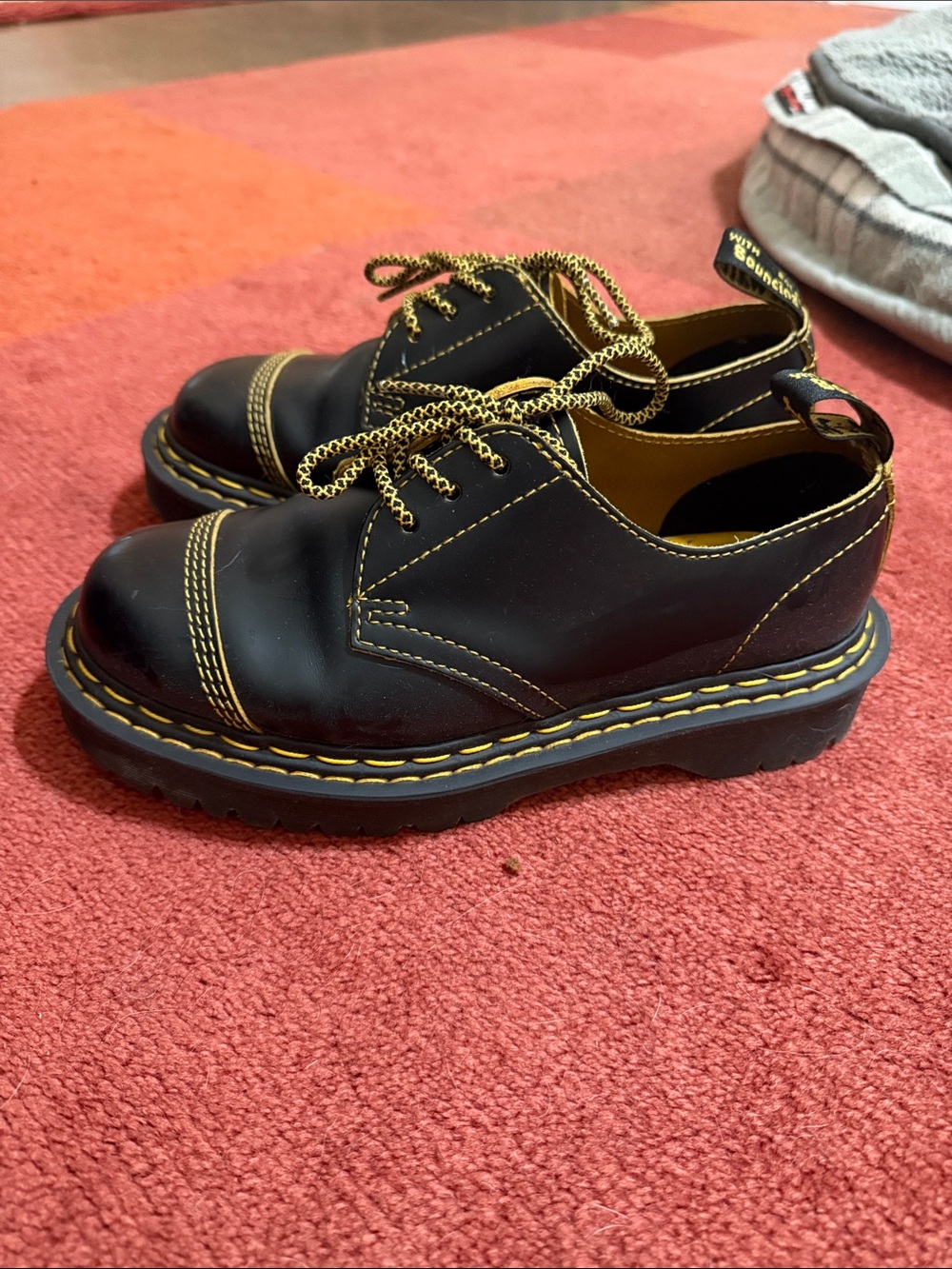 Dr. Martens Black Shoes with Yellow Stitching and Laces